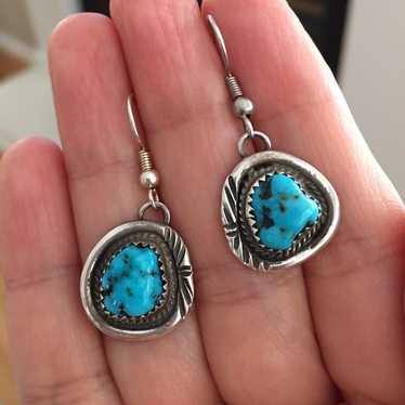 South western turquoise silver earrings