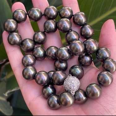 Tahitian peacock grey color imitation pearl bead … - image 1