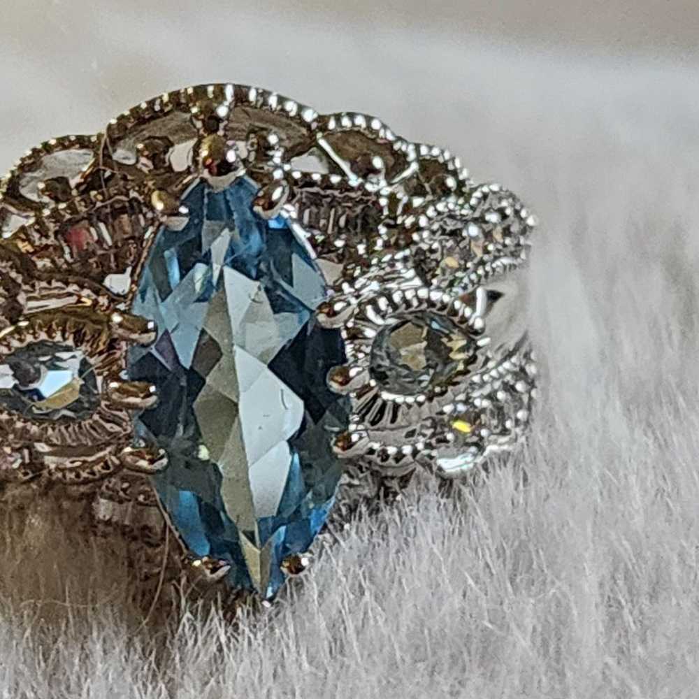 Stunning sterling silver blue topaz ring - image 2