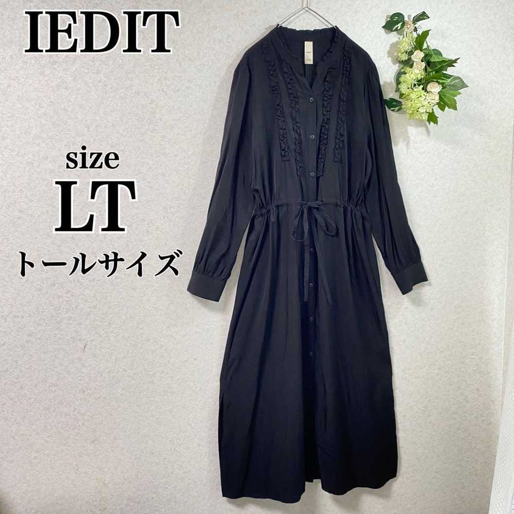 IEDIT Edith Front Frill Shirt One Piece Dress Bla… - image 1