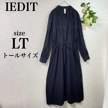 IEDIT Edith Front Frill Shirt One Piece Dress Bla… - image 1