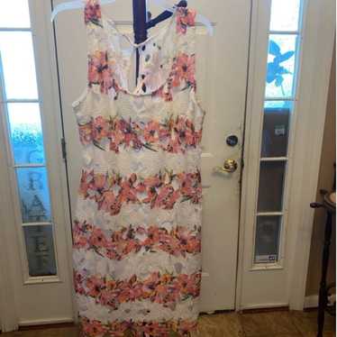 Women's Bisou Bisou Floral Dress Size 16 White Pi… - image 1