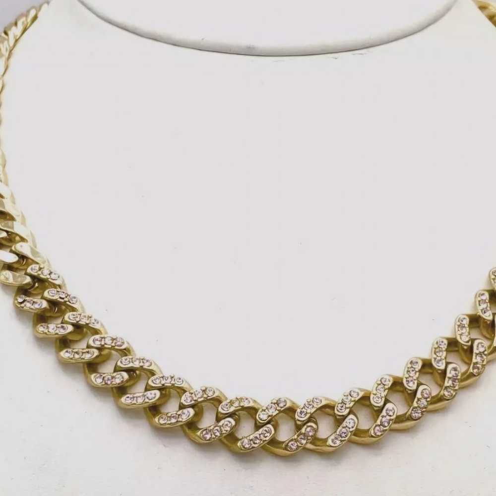 Vintage GIVENCHY Gold Tone Rhinestone Cable Links… - image 3