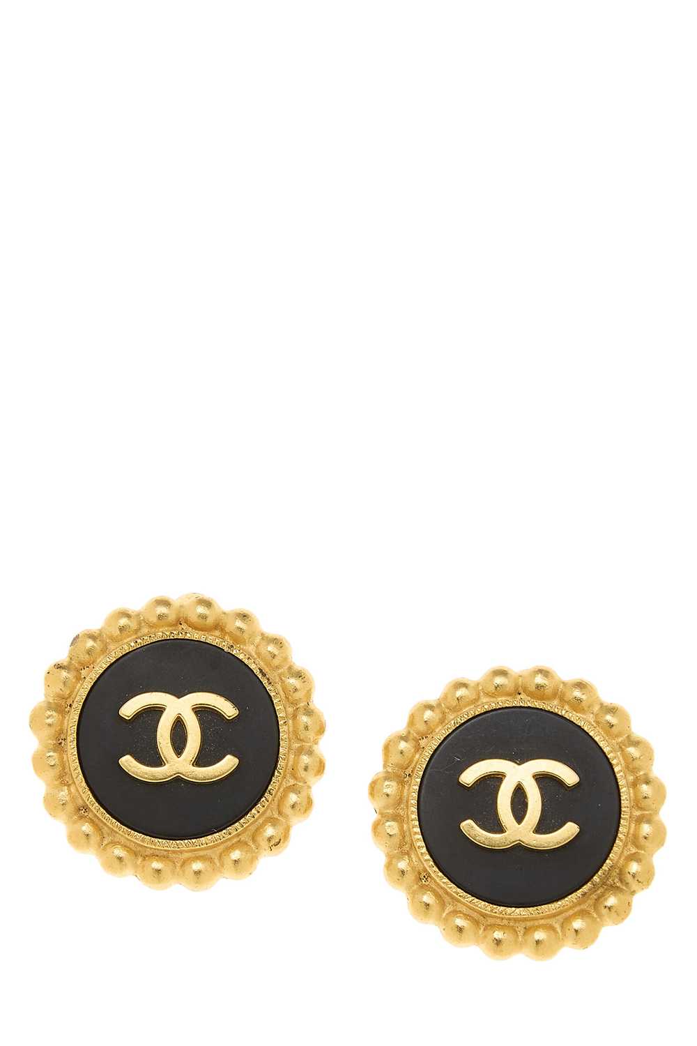 Black & Gold 'CC' Round Border Earrings - image 1