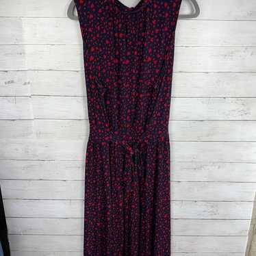 Leota Mindy Red+Navy Heart Print Tie Waist Midi D… - image 1