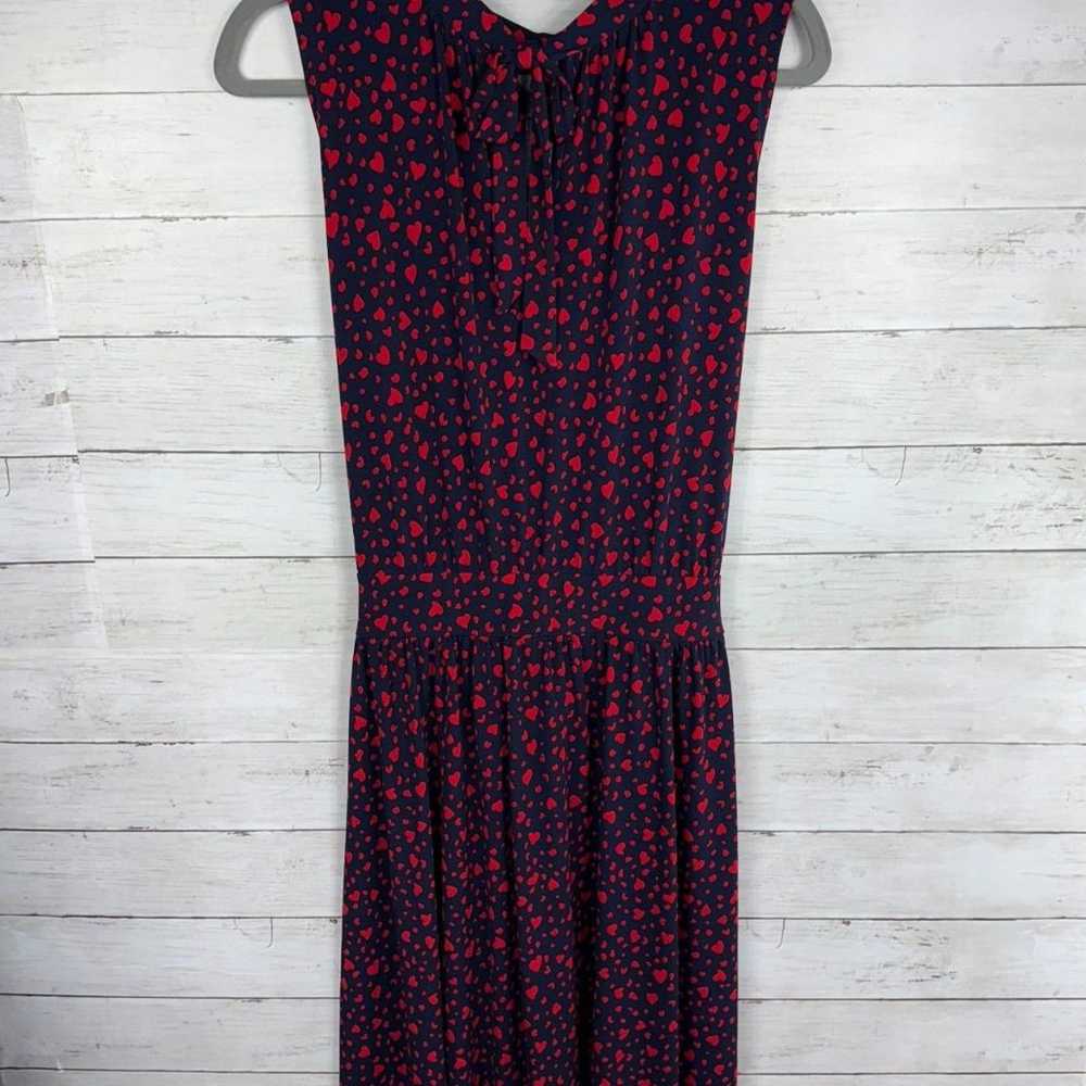 Leota Mindy Red+Navy Heart Print Tie Waist Midi D… - image 2