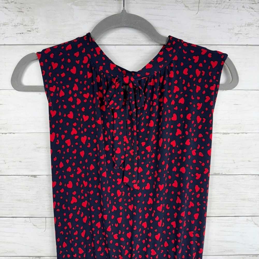 Leota Mindy Red+Navy Heart Print Tie Waist Midi D… - image 3