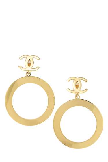 Gold 'CC' Hoop Dangle Earrings