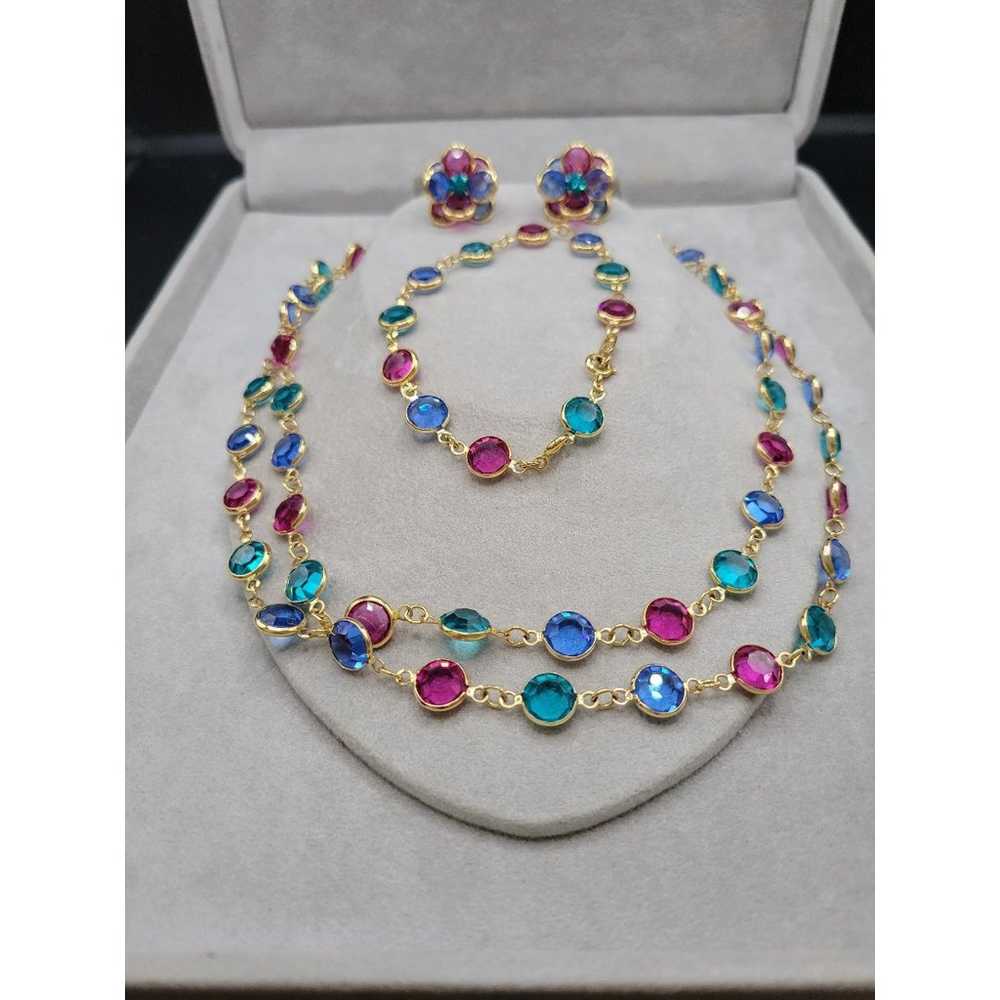 Swarovski mutli color necklace bracelet and earri… - image 5