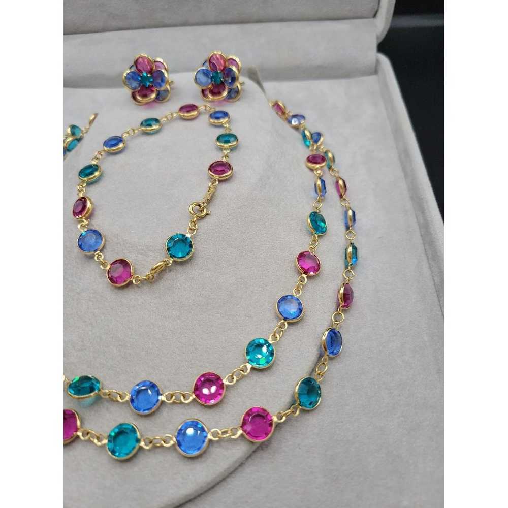 Swarovski mutli color necklace bracelet and earri… - image 6