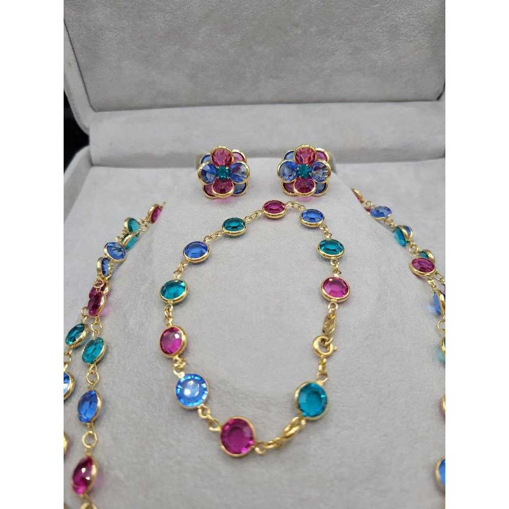 Swarovski mutli color necklace bracelet and earri… - image 7