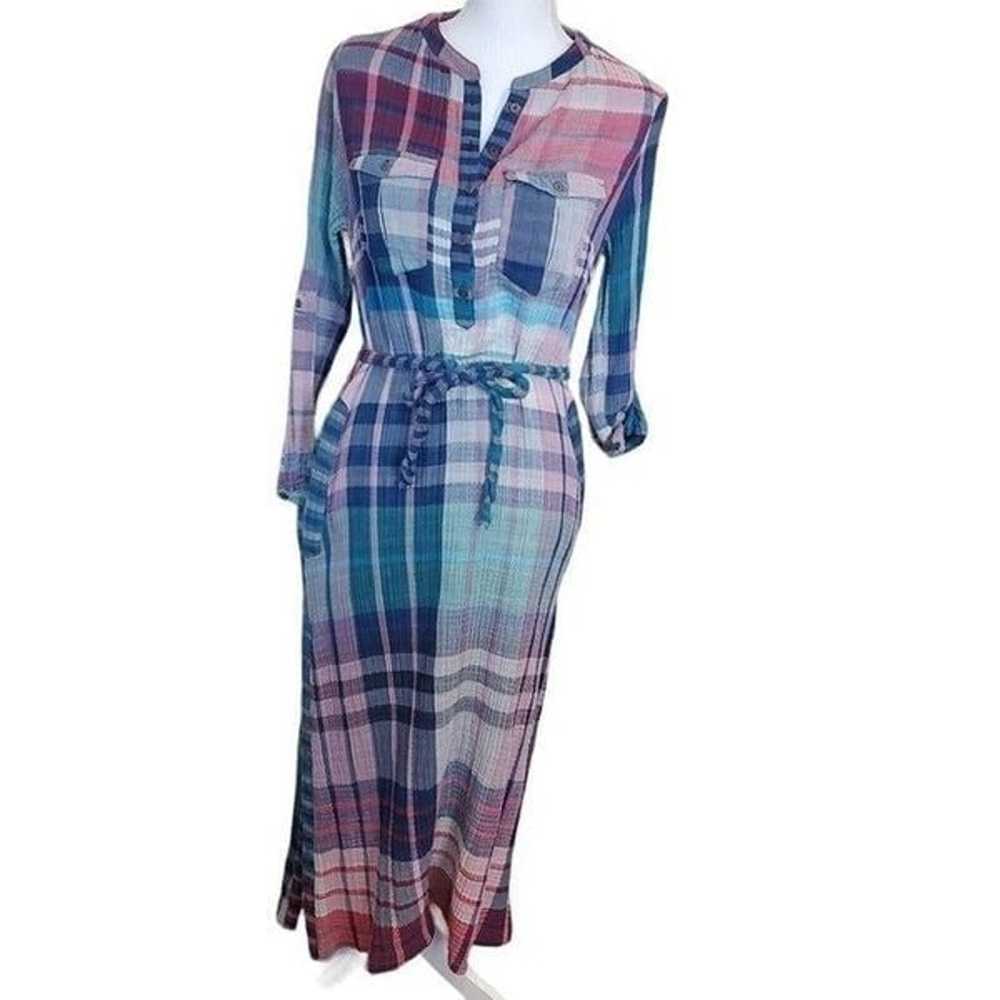 Soft Surroundings Cayman Gauze Cotton Plaid Maxi … - image 1