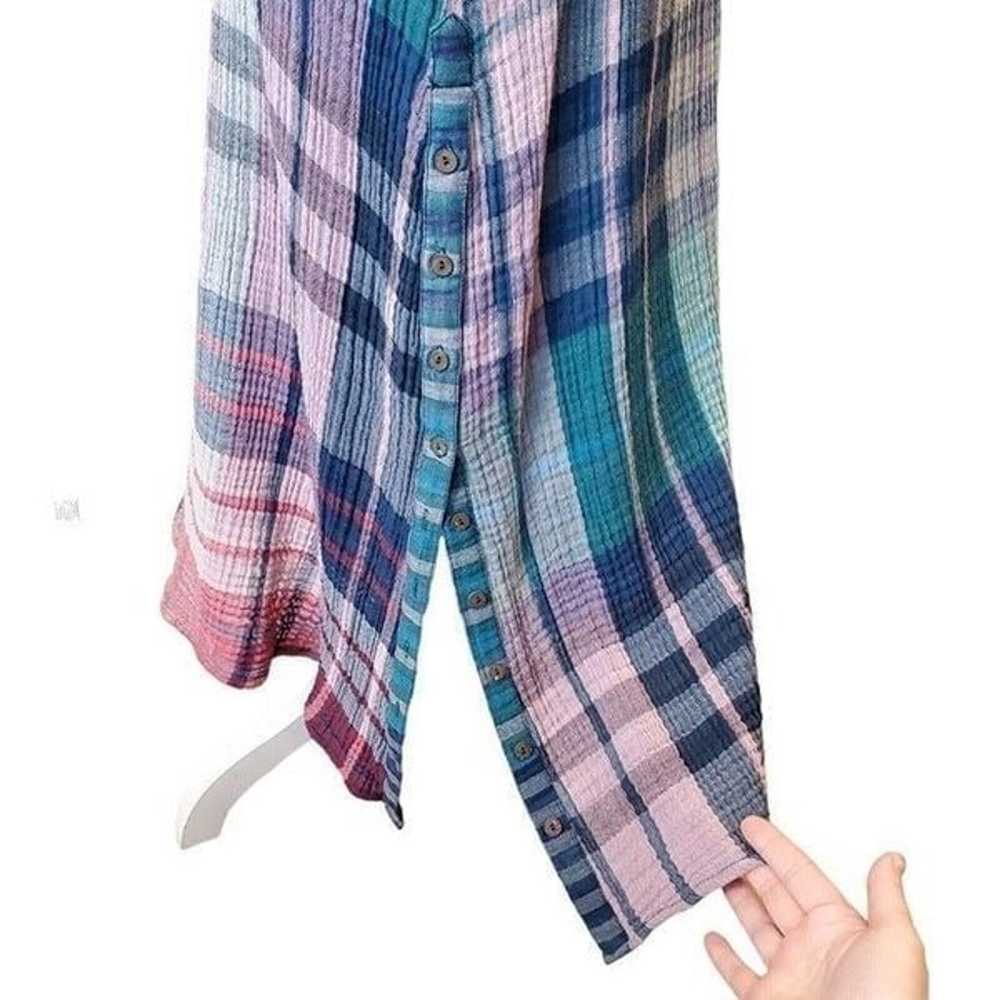 Soft Surroundings Cayman Gauze Cotton Plaid Maxi … - image 4