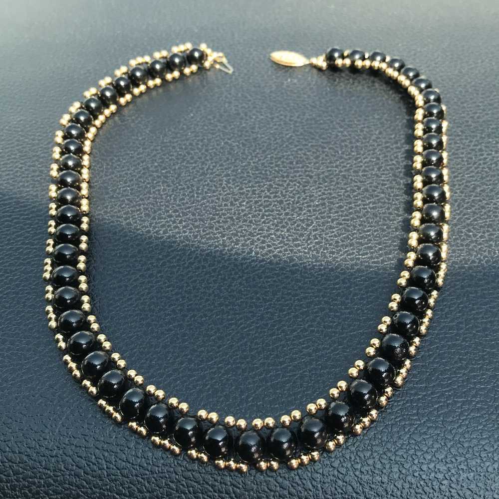 Vintage  14 k gold beaded Necklace - image 1