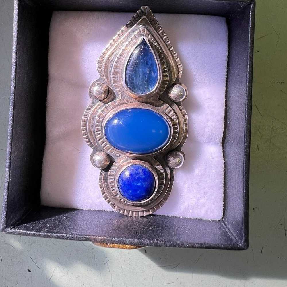 Lapis and Chalcedony Sterling Ring - image 1