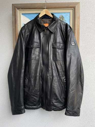 Hugo Boss Vintage Y2k Black Leather Jacket Luxury 