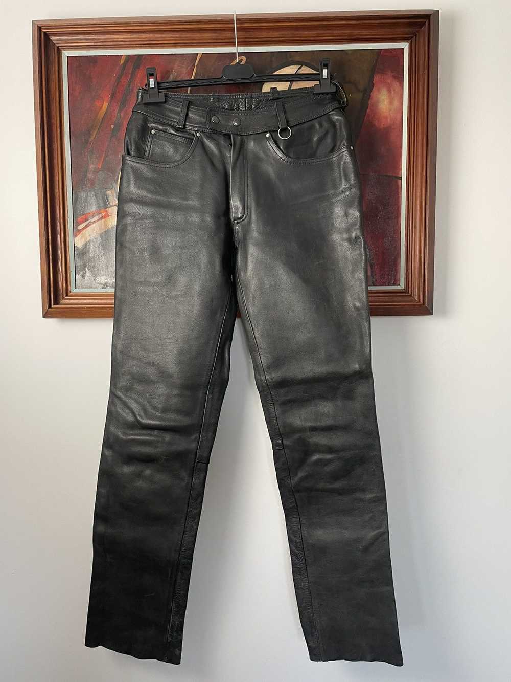 Genuine Real Leather Black Pant Vintage Rock Punk… - image 1