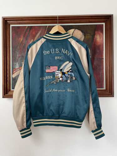 US NAVY Vintage Reversible Two Sided Varsity Jacke