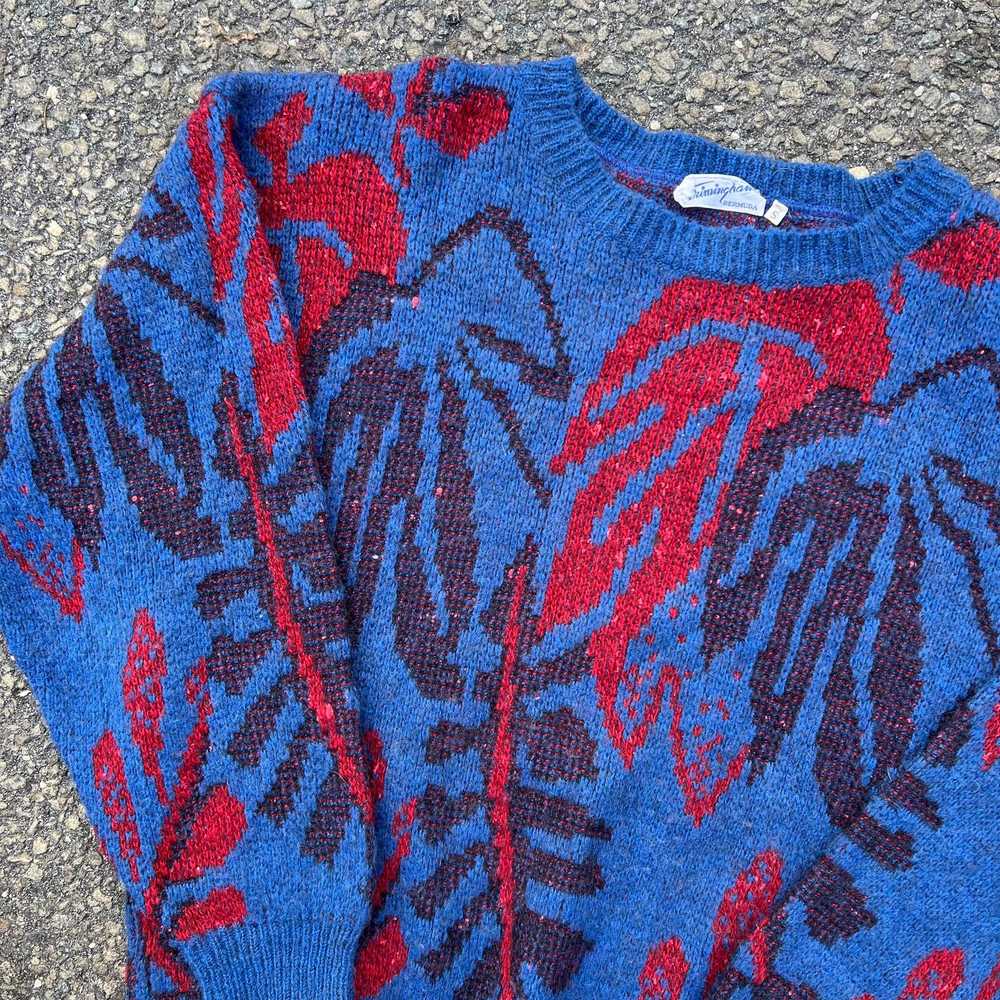 Vintage all over print knit crewneck sweater - image 2