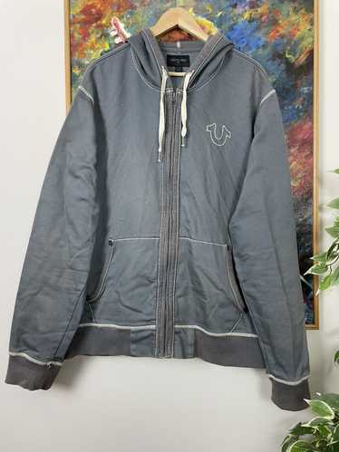 True Religion Y2k Washed Grey Zip Hoodie Drip Rar… - image 1