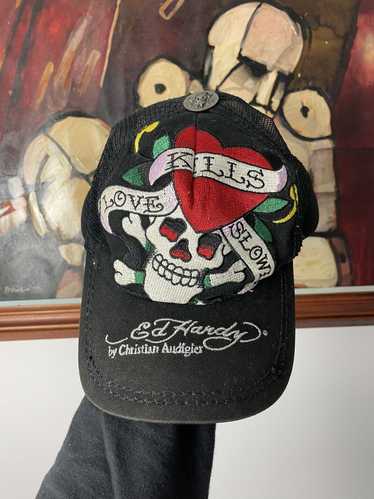 Ed hardy Trucker Hat Vintage Y2k Drip Skull Love K