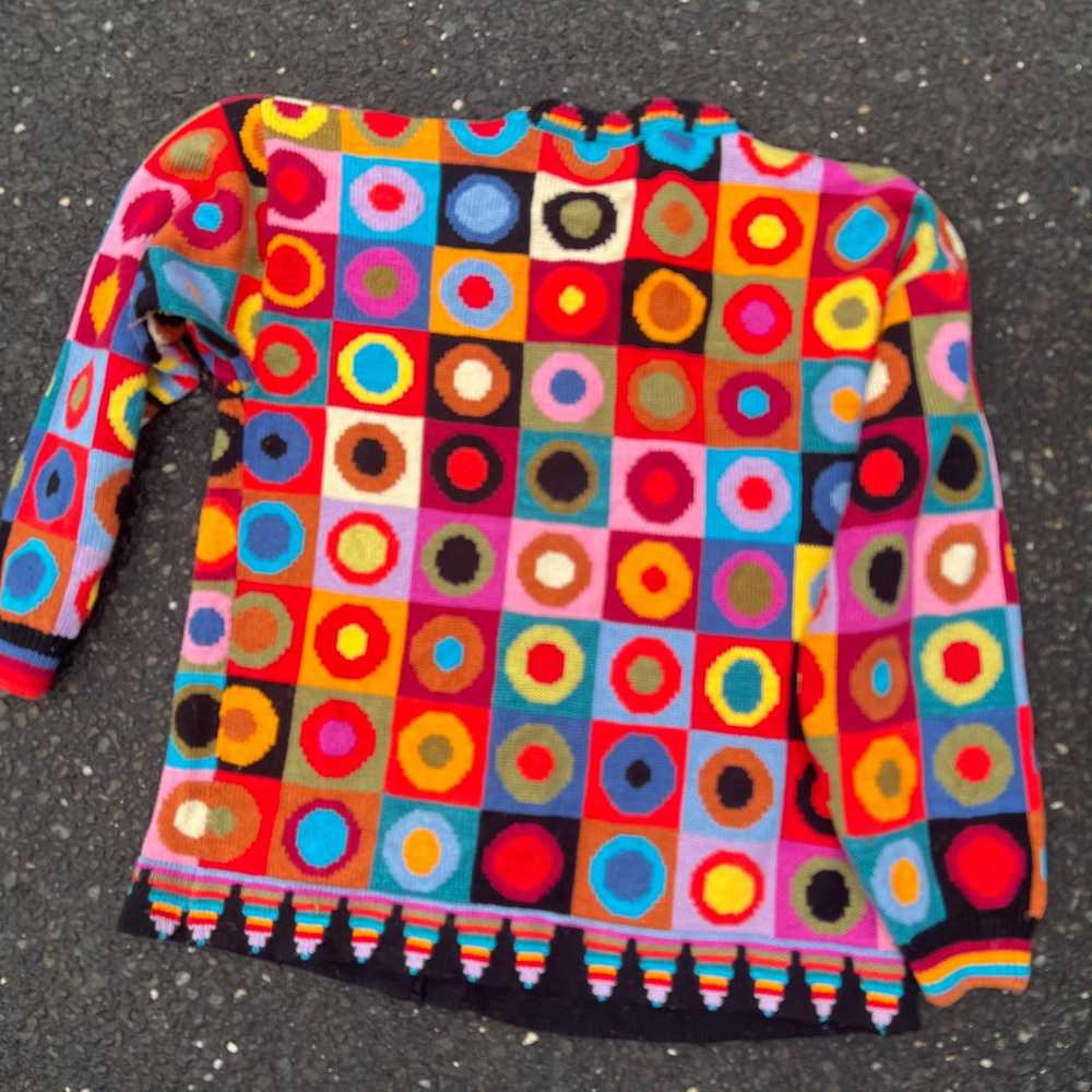 Vintage crazy all over pattern knit cardigan swea… - image 2