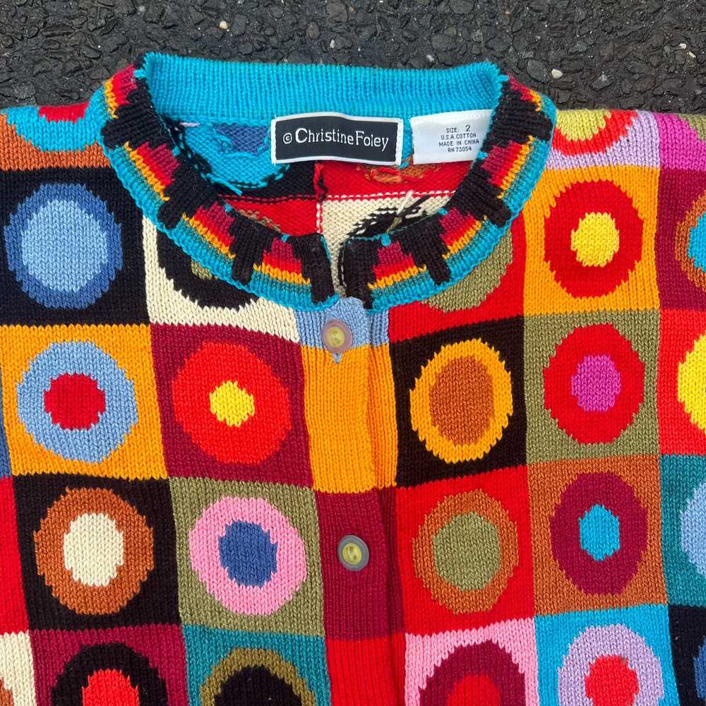 Vintage crazy all over pattern knit cardigan swea… - image 4