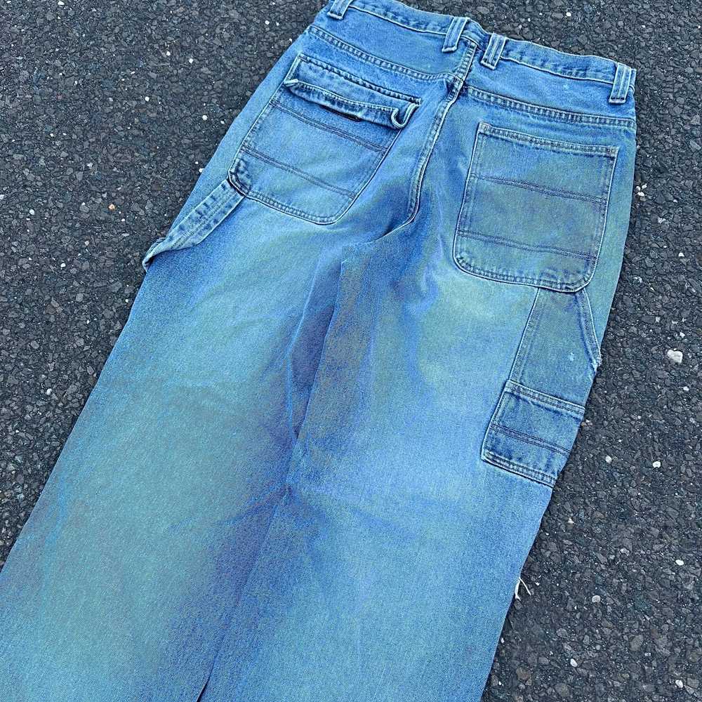 Vintage emergency exit y2k baggy denim blue work … - image 3