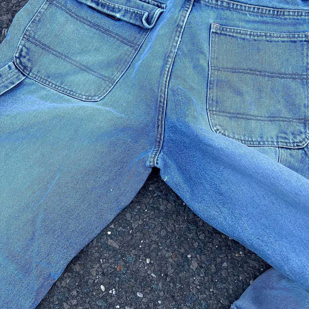 Vintage emergency exit y2k baggy denim blue work … - image 7