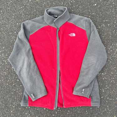 Vintage the north face red gray zip up fleece swe… - image 1