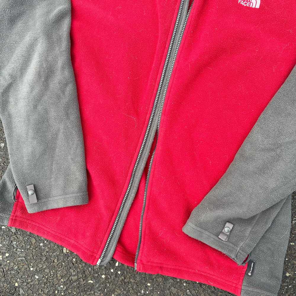 Vintage the north face red gray zip up fleece swe… - image 2