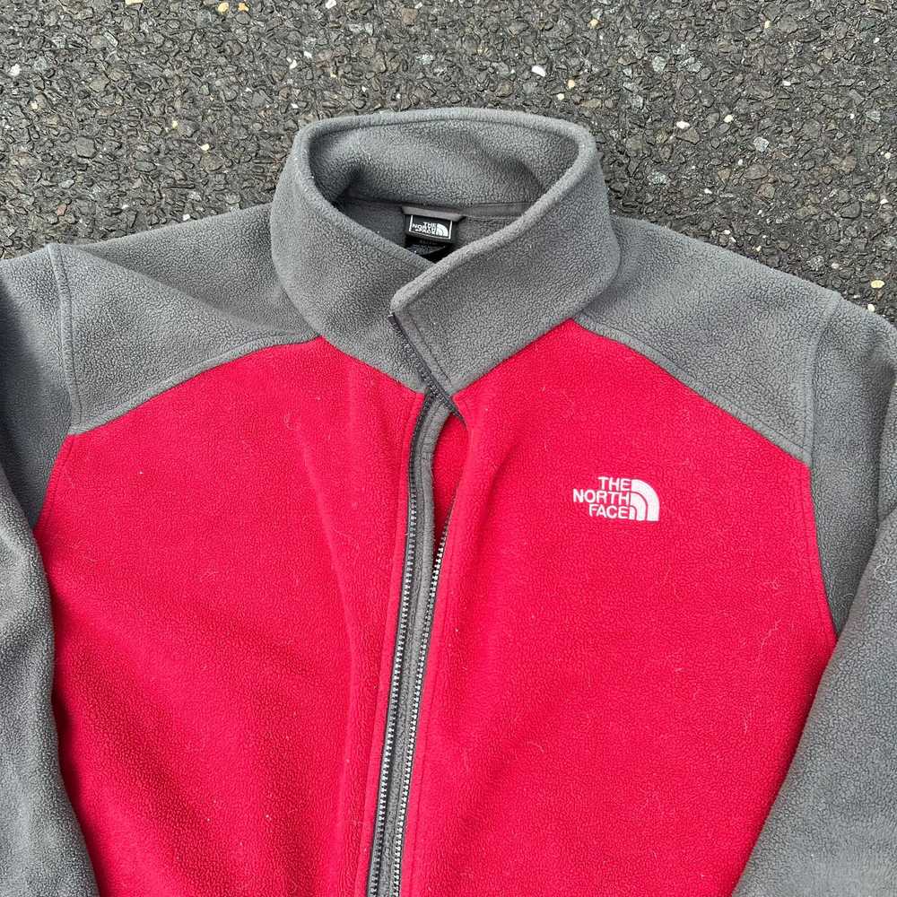 Vintage the north face red gray zip up fleece swe… - image 3