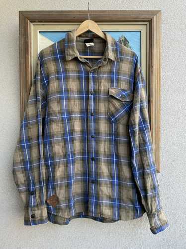 Vintage Y2k Nike 6.0 Flannel Button Up Beige Blue 