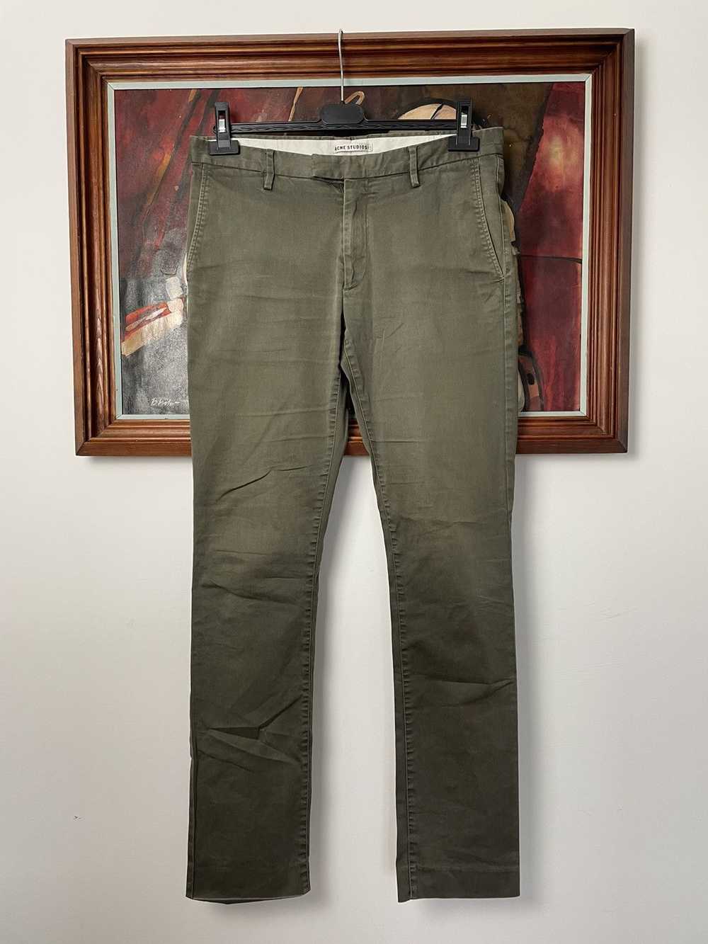 Acne Studios Olive Slim Fit Chino Pants Designer … - image 1