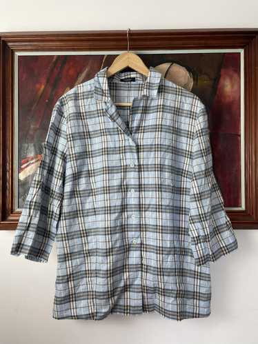 Burberry London Nova Check Baby Blue Button Up Shi