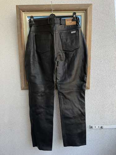 Genuine Real Leather Black Pant Vintage Racing Mot