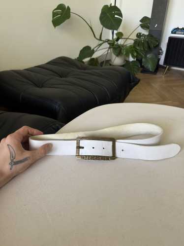 Diesel Logo Belt White Leather Vintage Y2k Hype Bu