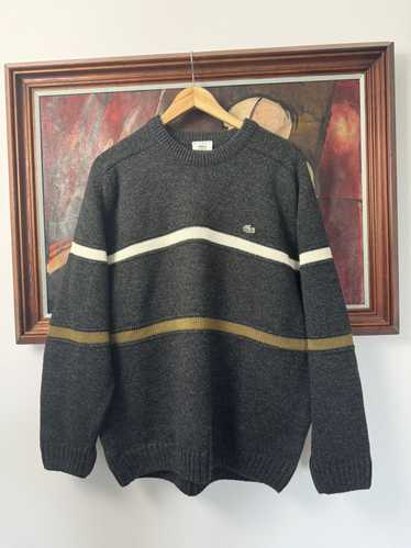 Lacoste Vintage Sweater Boxy Fit Gray Striped Vibe