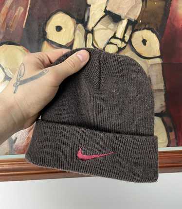 Vintage 90s Nike Center Swoosh Beanie Hat Brown Ra