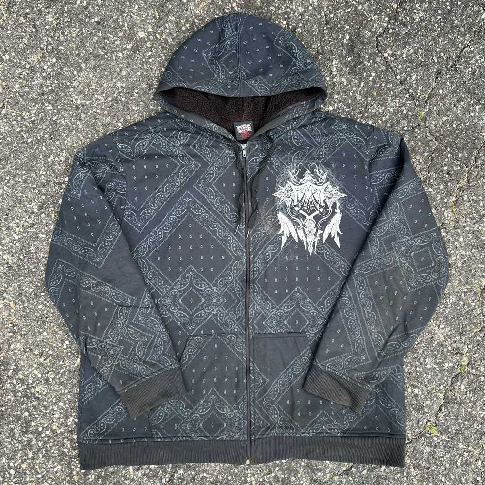 Vintage mma elite black y2k all over print hoodie… - image 1