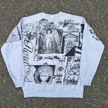 Vintage art all over print flora crazy crewneck sw