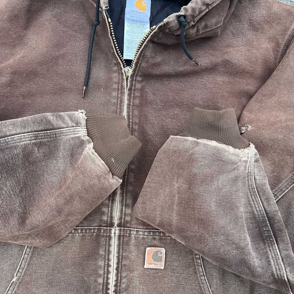 Vintage brown Carhartt work wear hooded jacket - image 6