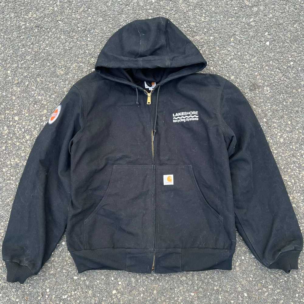 Vintage Carhartt black hooded work wear jacket - image 1