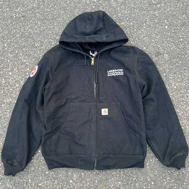 Vintage Carhartt black hooded work wear jacket - image 1