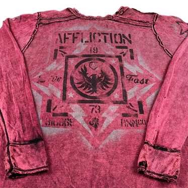 Vintage affliction y2k thermal black red graphic … - image 1