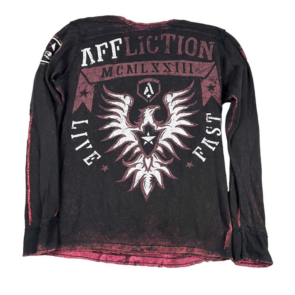 Vintage affliction y2k thermal black red graphic … - image 4