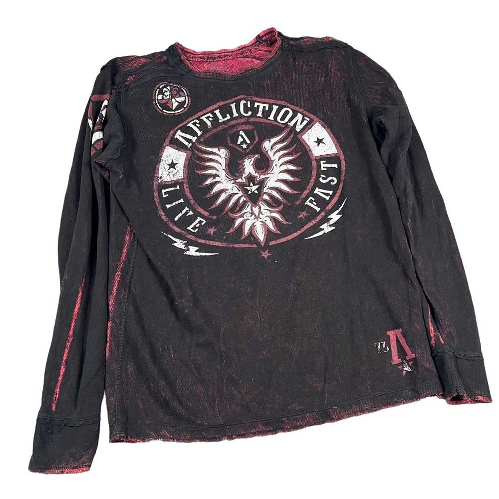 Vintage affliction y2k thermal black red graphic … - image 5