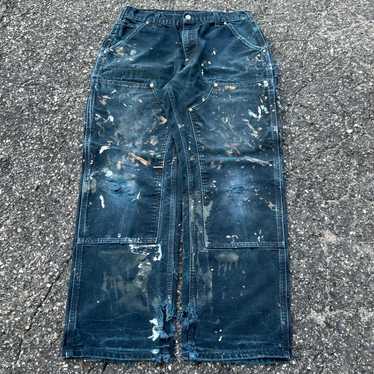 Vintage carhartt crazy faded black paint double k… - image 1