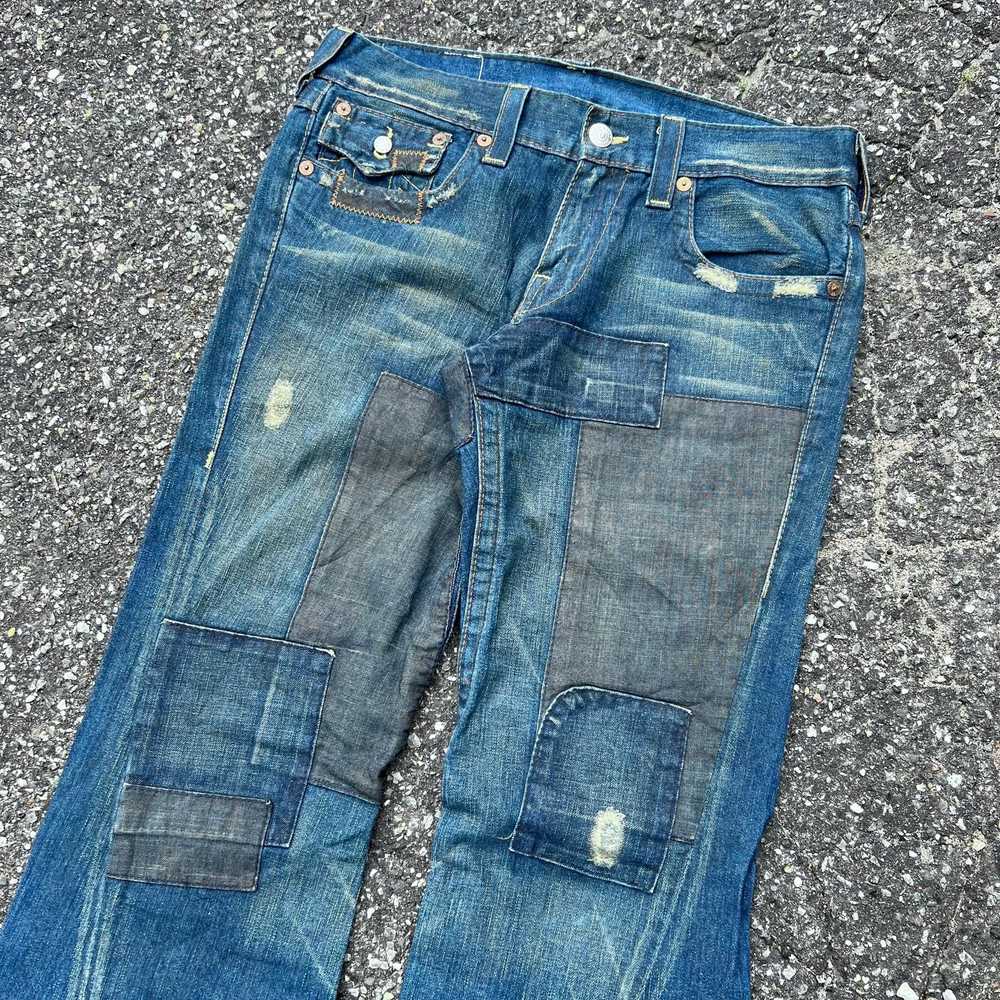 Vintage Y2K true religion denim blue crazy flare … - image 2