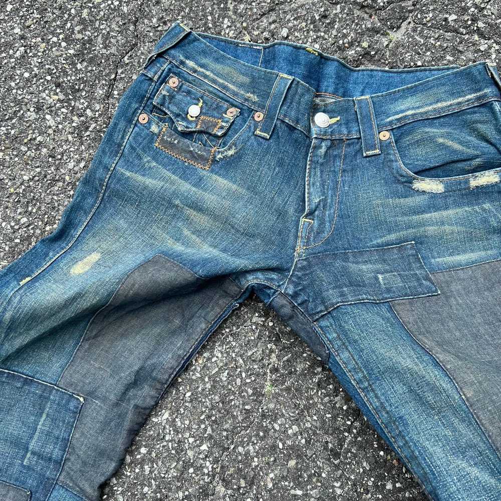 Vintage Y2K true religion denim blue crazy flare … - image 3